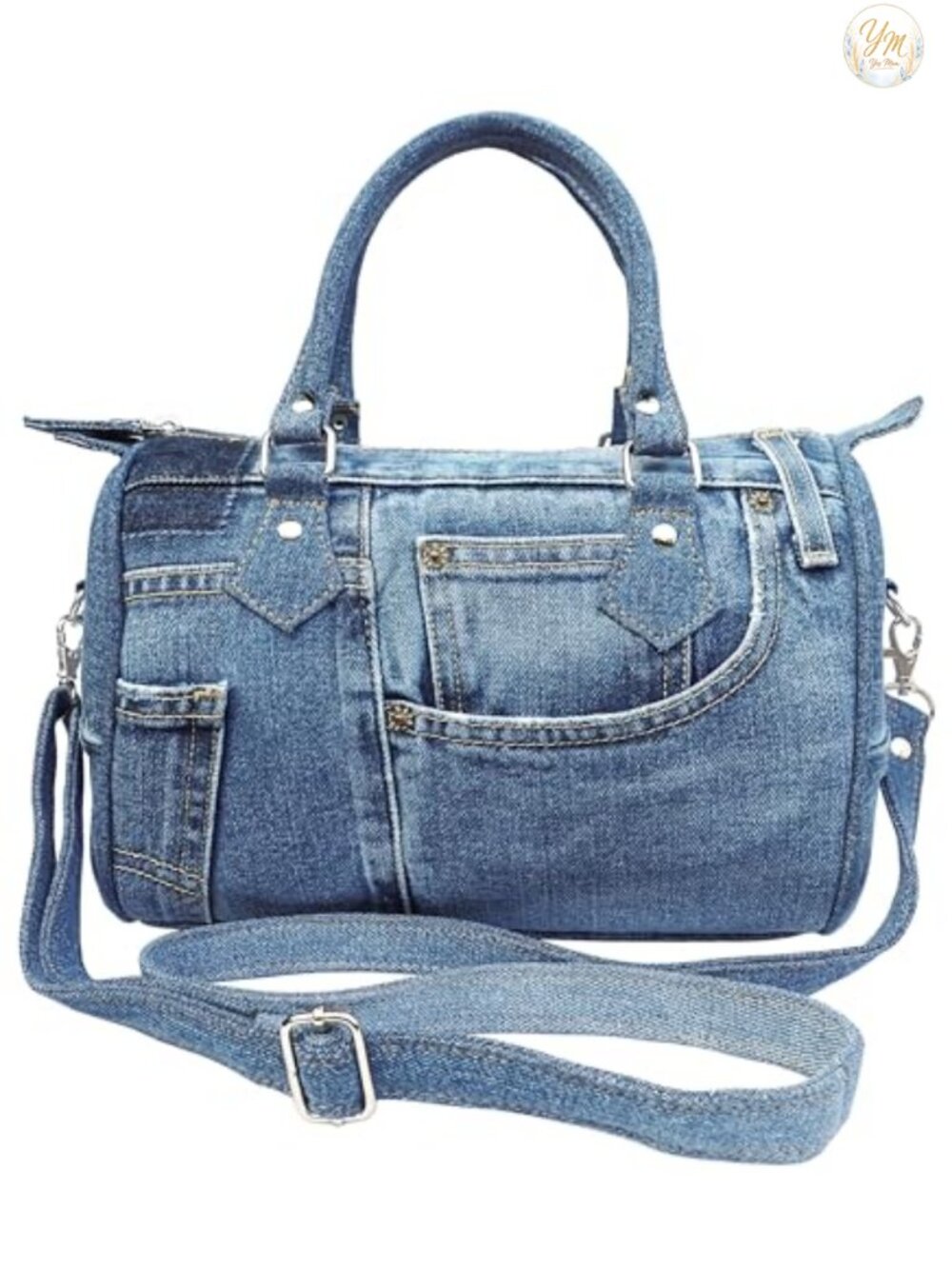 Handmade Upcycled Denim Compact Crossbody Handbag for Women